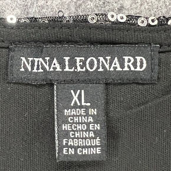 Nina Leonard Jacket Womens XL Black Sequined Cardigan Sparkle Evening Classic - Picture 13 of 16